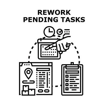 Reworking pending tasks and project management process Stock Illustration