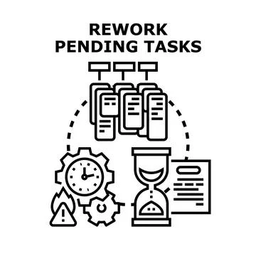 Reworking pending tasks and project process management 스톡 일러스트