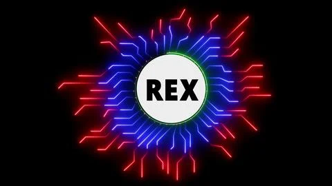 Rex circuit board neon logo Stock Illustration