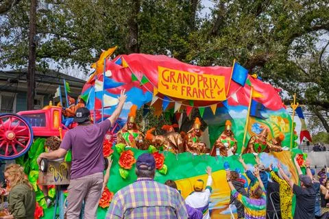 Rex Parade Float on Mardi Gras Day Stock Photos