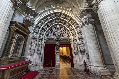Rey Casto Chapel, Asturian-kings royal pantheon, Cathedral of San Salvador, Stock Photos