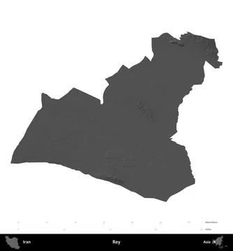 Rey, Iran, isolated on white. Grayscale Stock Illustration