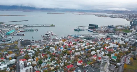 Reykjavik flying view Stock Footage 105934964