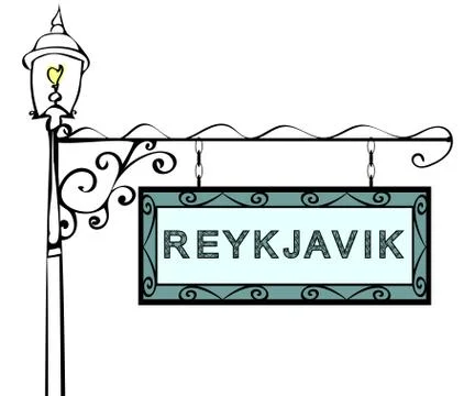 Reykjavik retro pointer lamppost Stock Illustration