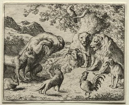 Reynard the Fox: The Complaint of the Bear, 1650-75. Allart van Everdingen .. Stock Illustration