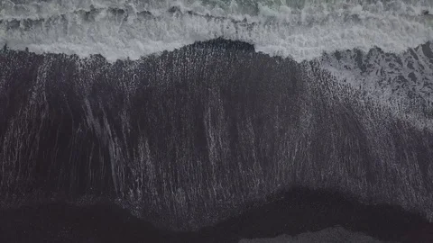 Reynisfjara Black Sand Beach Waves Iceland Stock Footage