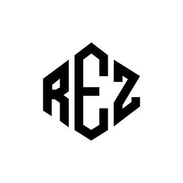REZ letter logo design with polygon shape. REZ polygon and cube shape logo .. Stock Illustration