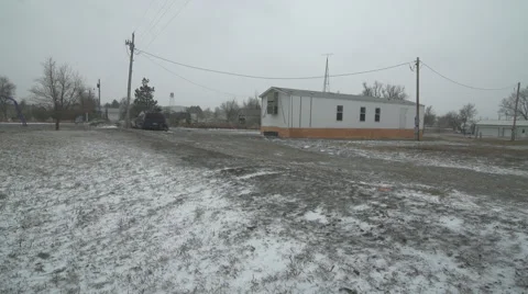 Rez trailer during ground blizzard Stock Footage 40321133