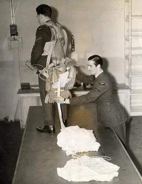 R.a.f. Fighter Command In World War Ii. Picture Showing How A Parachute Unfolds  Stock Photos