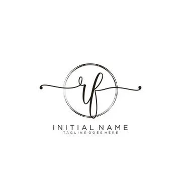 RF Initial handwriting logo with circle template vector Stock Illustration