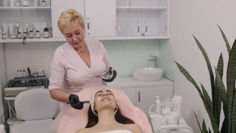 RF lifting, Gel application, Pre-treatment steps Stock-Footage 244165049