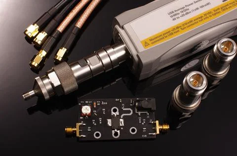 RF PCB and equipment for testing and measurements isolated Stock Photos