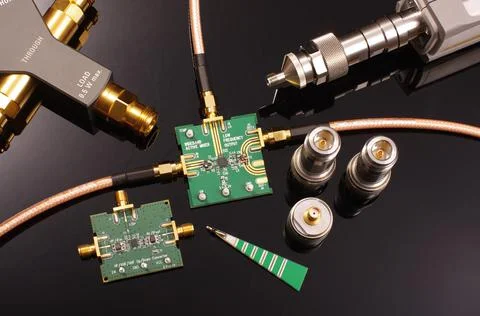 RF PCB and equipment for testing and measurements isolated Stock Photos