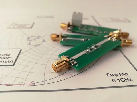 RF PCB on the Smith chart Foto stock