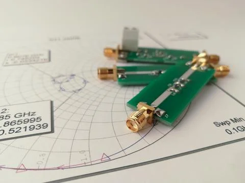 RF PCB on the Smith chart Stock Photos