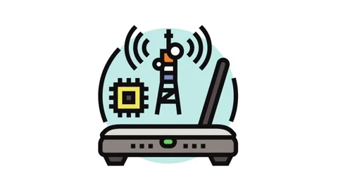 Rf technology electronics color icon animation Stock Footage 326106258