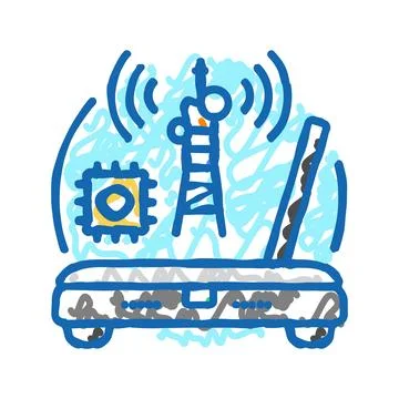 Rf technology electronics icon doodle illustration Stock Illustration