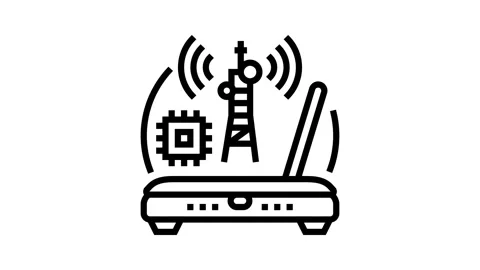Rf technology electronics line icon animation Stock Footage 326132245