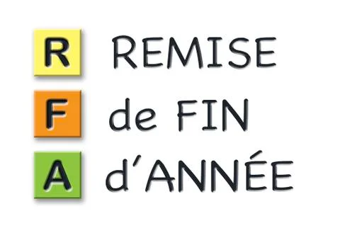 RFA initials in colored 3d cubes with meaning in french language Stock Illustration
