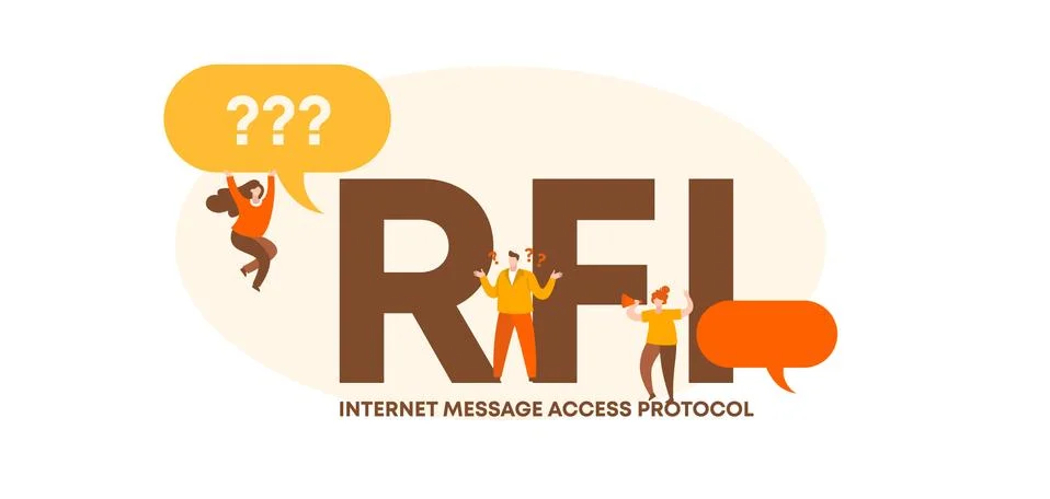 RFI internet message access protocol. User data protection and coding Stock Illustration