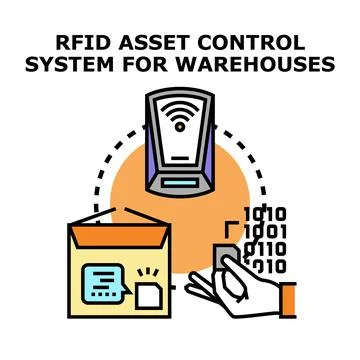 Rfid asset control system for warehouses concept Stock Illustration