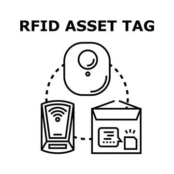 Rfid asset tagging technology system for tracking inventory Stock Illustration