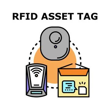 Rfid asset tagging technology system for tracking inventory Ilustración de archivo
