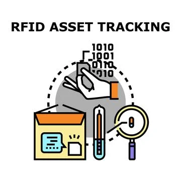 Rfid asset tracking technology concept for inventory management Stock Illustration