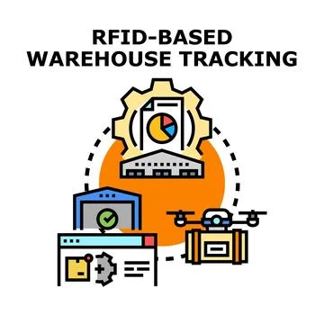Rfid based warehouse tracking inventory management system Stock Illustration
