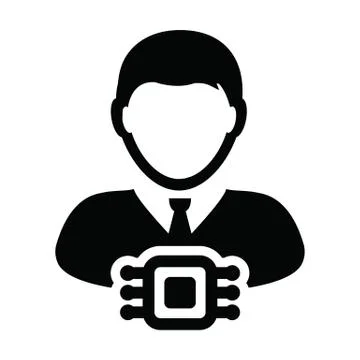 RFID chip icon vector for human implant with male user person profile avatar  Stock Illustration