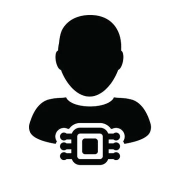 RFID chip icon vector for human implant with male user person profile avatar  Stock Illustration