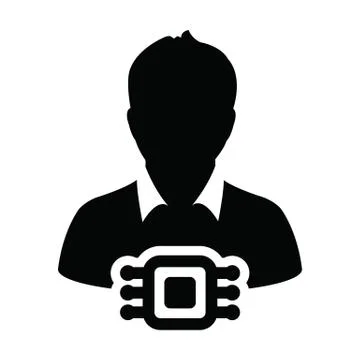 RFID chip implant vector icon for human with male user person profile avatar  Stock Illustration