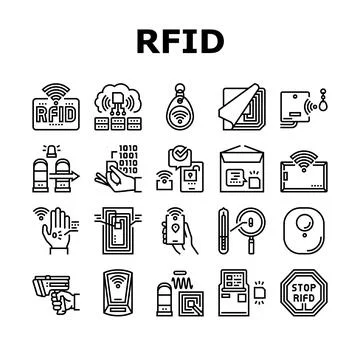 Rfid Chip Technology Collection Icons Set Vector Stock Illustration