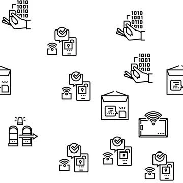 Rfid Chip Technology Vector Seamless Pattern イラスト素材