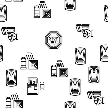 Rfid Chip Technology Vector Seamless Pattern Stock Illustration