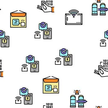 Rfid Chip Technology Vector Seamless Pattern イラスト素材