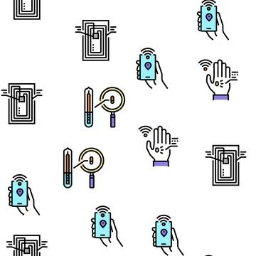 Rfid Chip Technology Vector Seamless Pattern Illustrazione stock