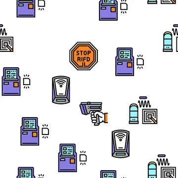 Rfid Chip Technology Vector Seamless Pattern Stock Illustration