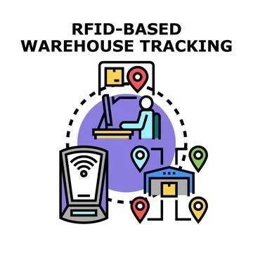 Rfid concept tracking warehouse inventory management system Stock Illustration