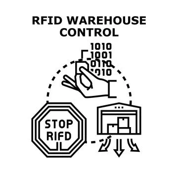 Rfid data managing logistics and inventory control system Stock Illustration