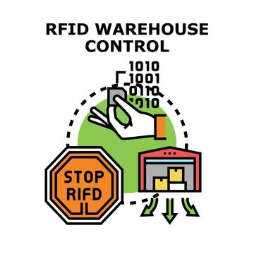 Rfid data managing logistics and inventory control system Stock Illustration