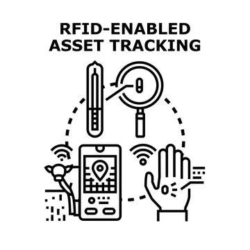 Rfid enabled asset tracking system technology 스톡 일러스트
