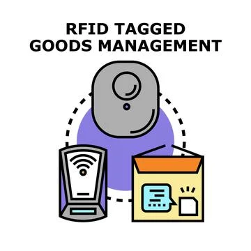 Rfid goods management system organizing product tracking Stock Illustration