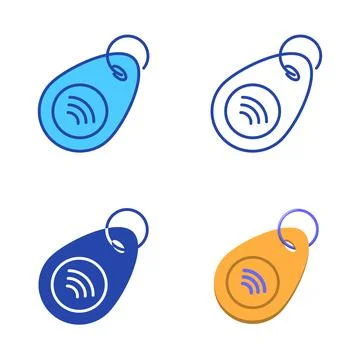RFID key icon set in flat and line style Stock Illustration