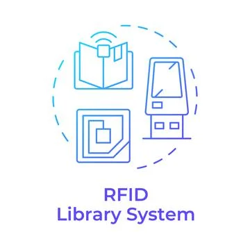 RFID library system blue gradient concept icon イラスト素材