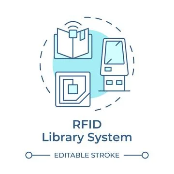 RFID library system soft blue concept icon Illustrazione stock