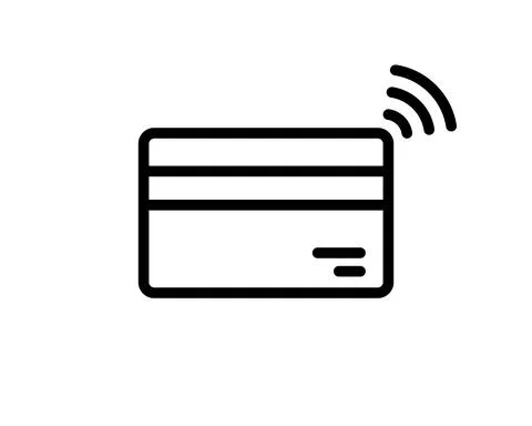 RFID payment vector line icon. Credit debit card. Contactless payment from cr Stock Illustration