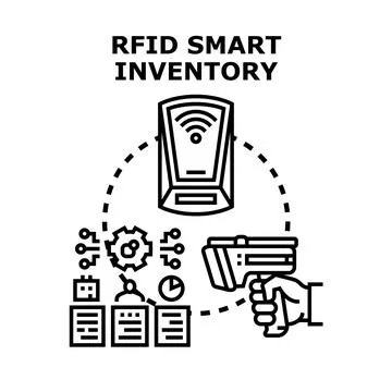 Rfid smart inventory management system scanning data Stock Illustration