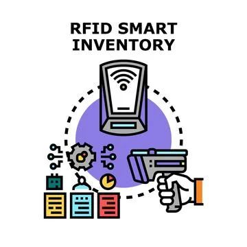 Rfid smart inventory management system scanning data Stock Illustration