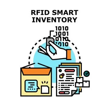 Rfid smart inventory tracking and warehouse management Stockillustratie